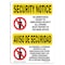 Signmission OSHA Security Sign, 7" Height, 10" Width, No Admittance Bilingual, Landscape, SN-D-L-11564 OS-SN-D-710-L-11564 - alternate 1